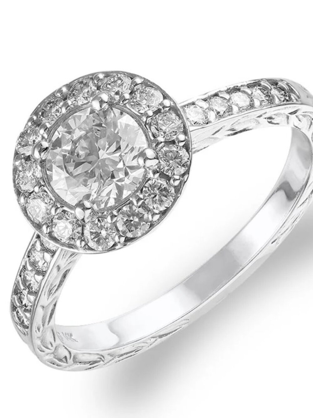 $4600 Stunning Na Hoku 3/4ct Round Center Diamond Maile Halo Scroll Ring Sz 4